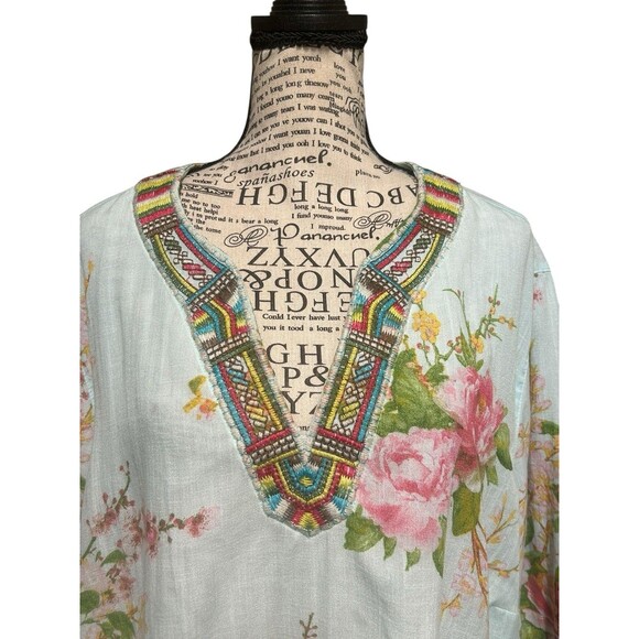 Soft Surroundings Womens Merielle Boho Floral Embroidered Tunic Blouse Size 3X - Picture 4 of 9